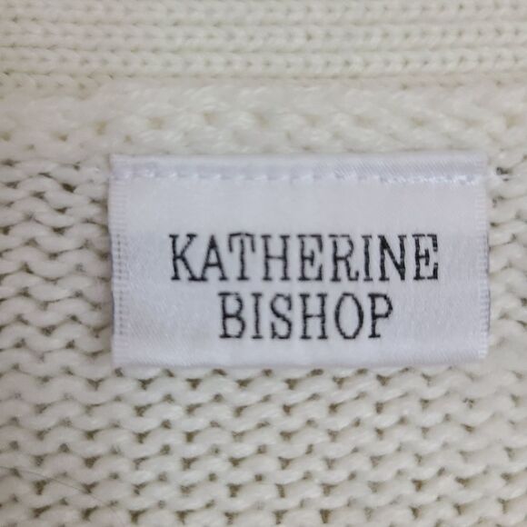 vintage oversized cozy grandpa cardigan sweater button up cream size L - Picture 4 of 5